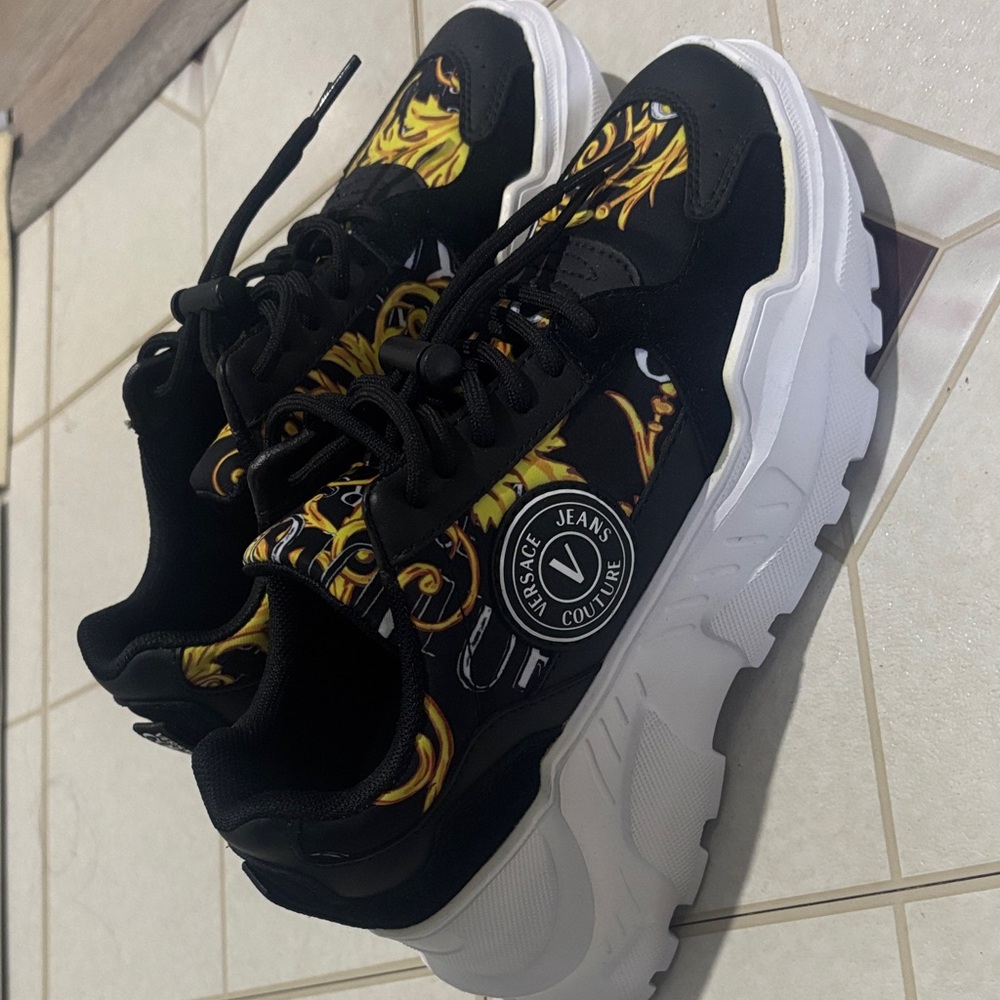 Versace Black and Gold Women's Sneakers